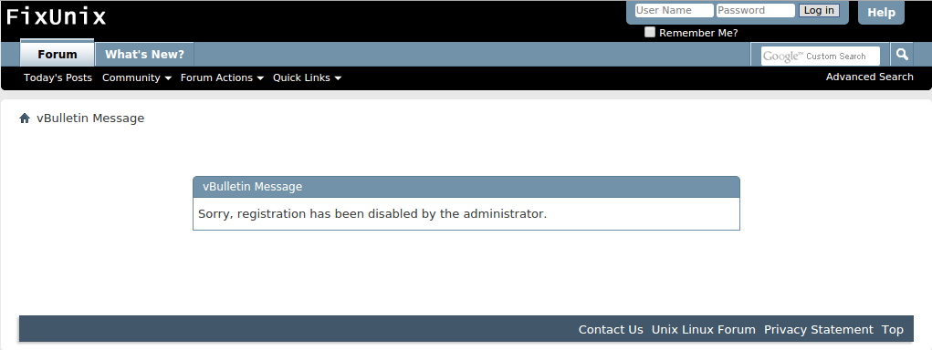 FixUnix Registration Disabled